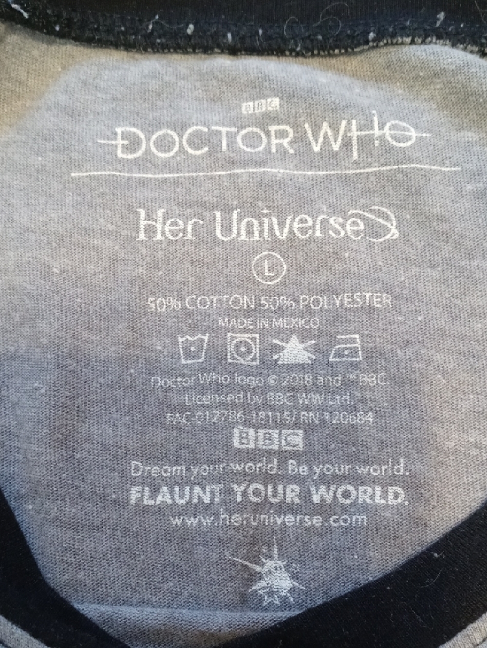 Her Universe Grey and Black Raglan Tee with Rainbow Chest Stripes - Picture 2 of 2